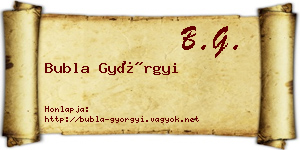 Bubla Györgyi névjegykártya