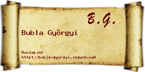 Bubla Györgyi névjegykártya